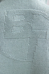 Cropped Zip-Up Chunky Knit Hoodie in Dusty Teal