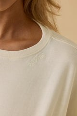 Oversized Long Sleeve Crop Top in Bone