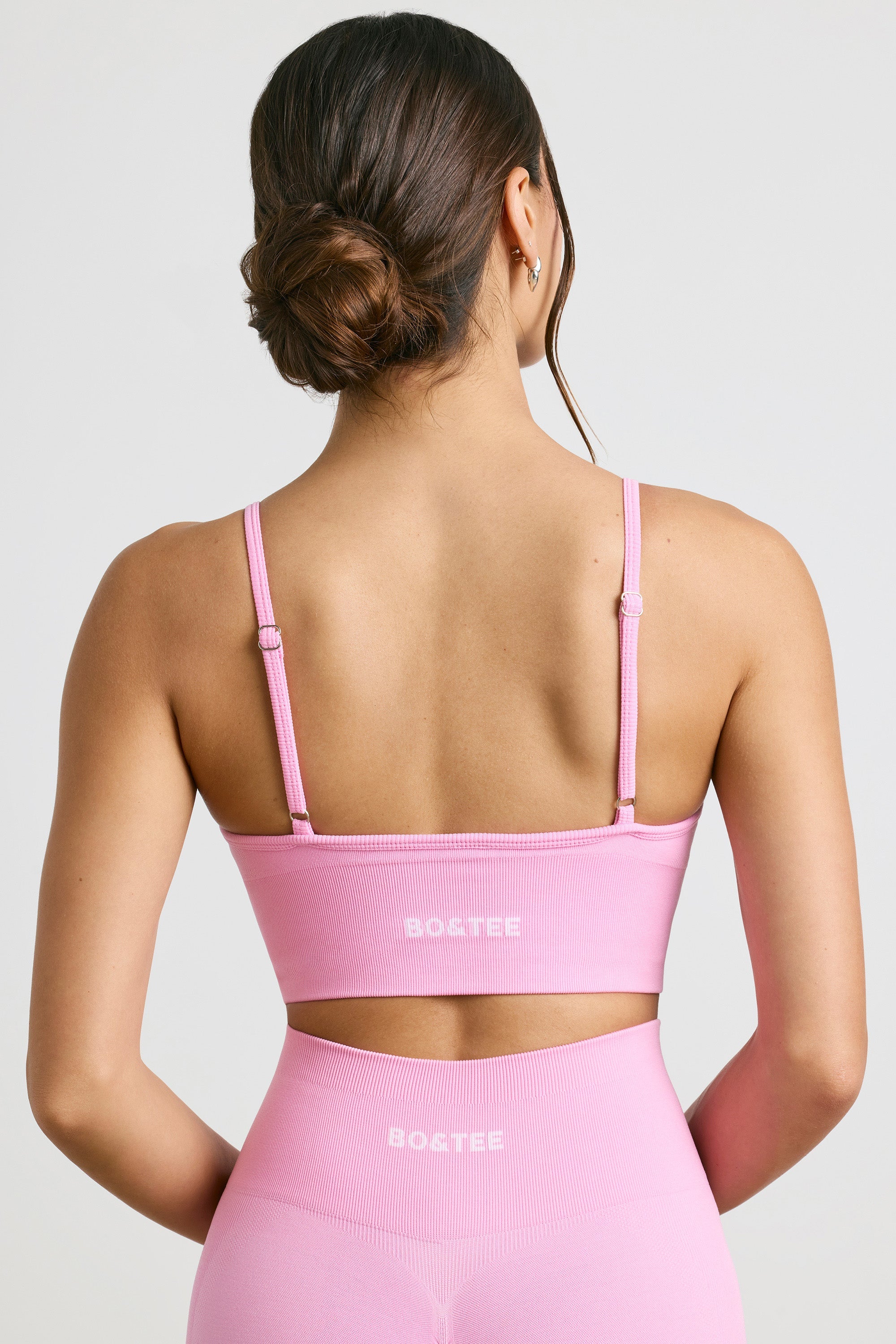 Define Luxe V-Neck Sports Bra in Bubblegum Pink
