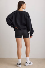 Oversized Crew Neck Sweatshirt in Black