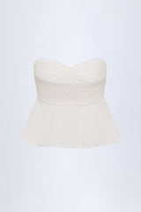 Tie-Front Strapless Cotton-Poplin Crop Top in White