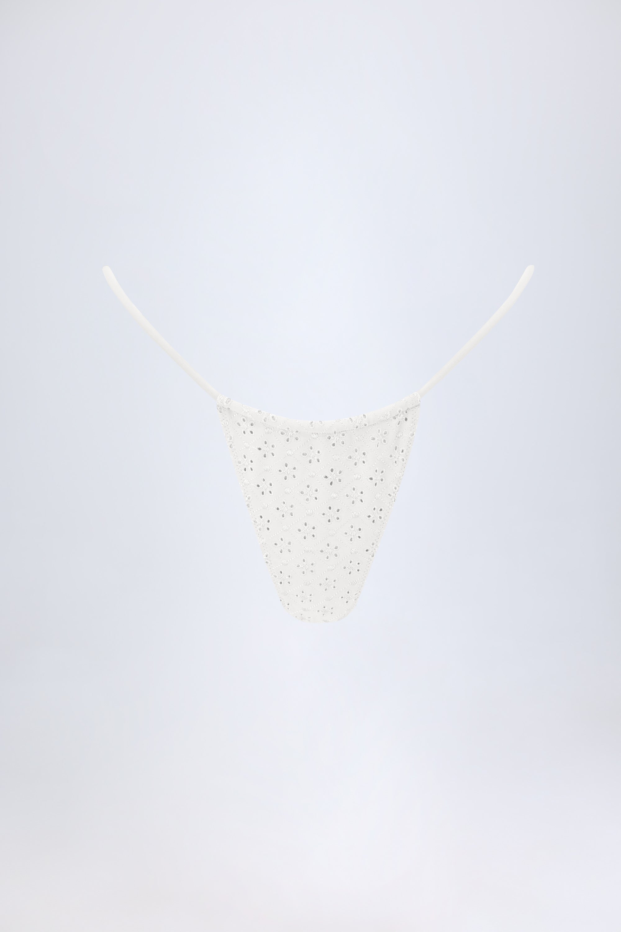 Broderie Anglaise Drawstring Bikini Bottoms in White