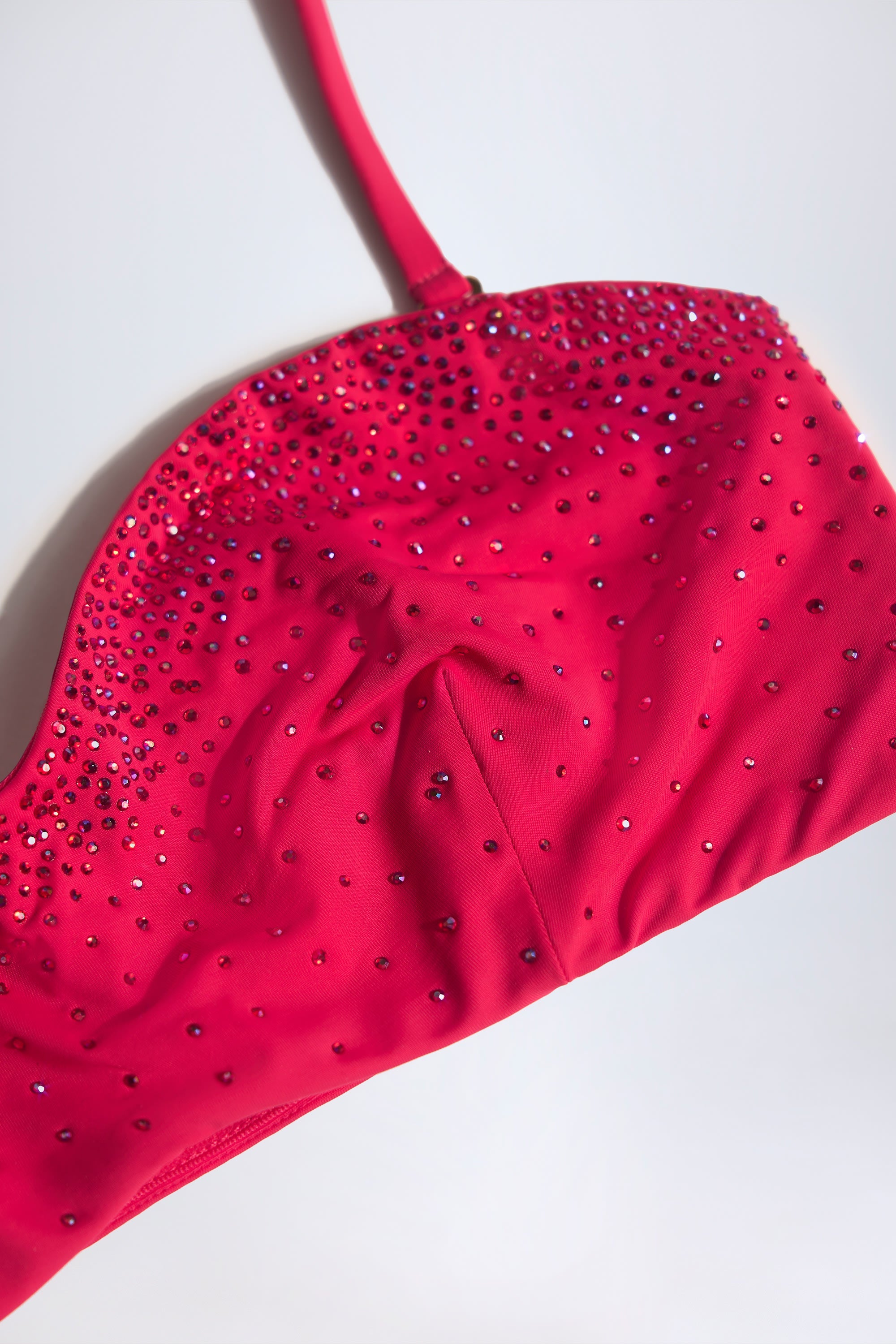 Embellished Bandeau Bikini Top in Raspberry Pink