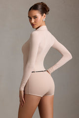 Long-Sleeve Playsuit in Mushroom