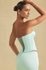 Full-Length Lace-Up Corset Top in Mint