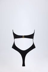 Cut-Out Hardware-Detail Swimsuit in Black