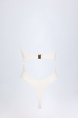 Cut-Out Hardware-Detail Swimsuit in White