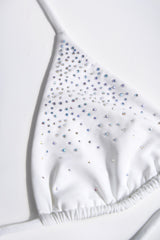 Embellished Triangle Bikini Top in White