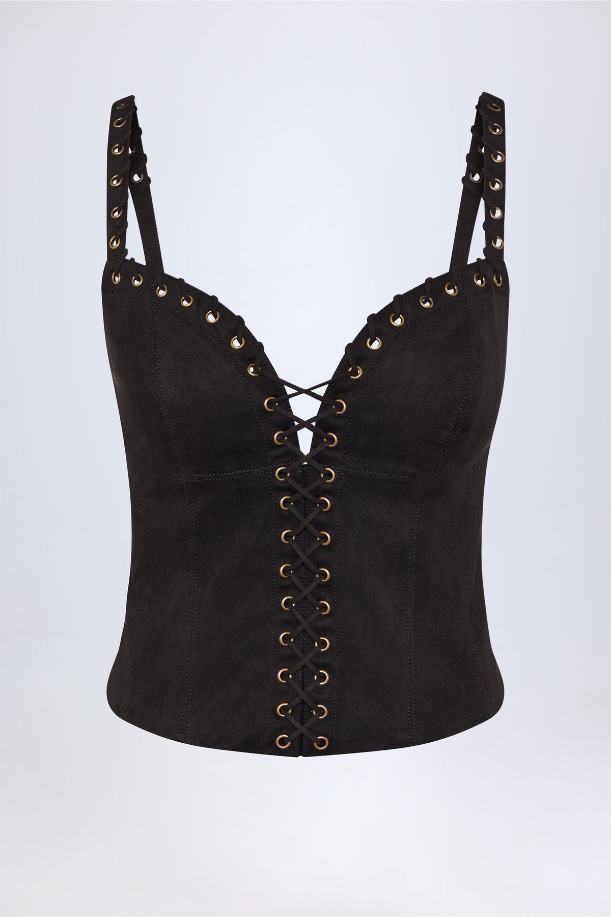 Lace-Up Top in Black