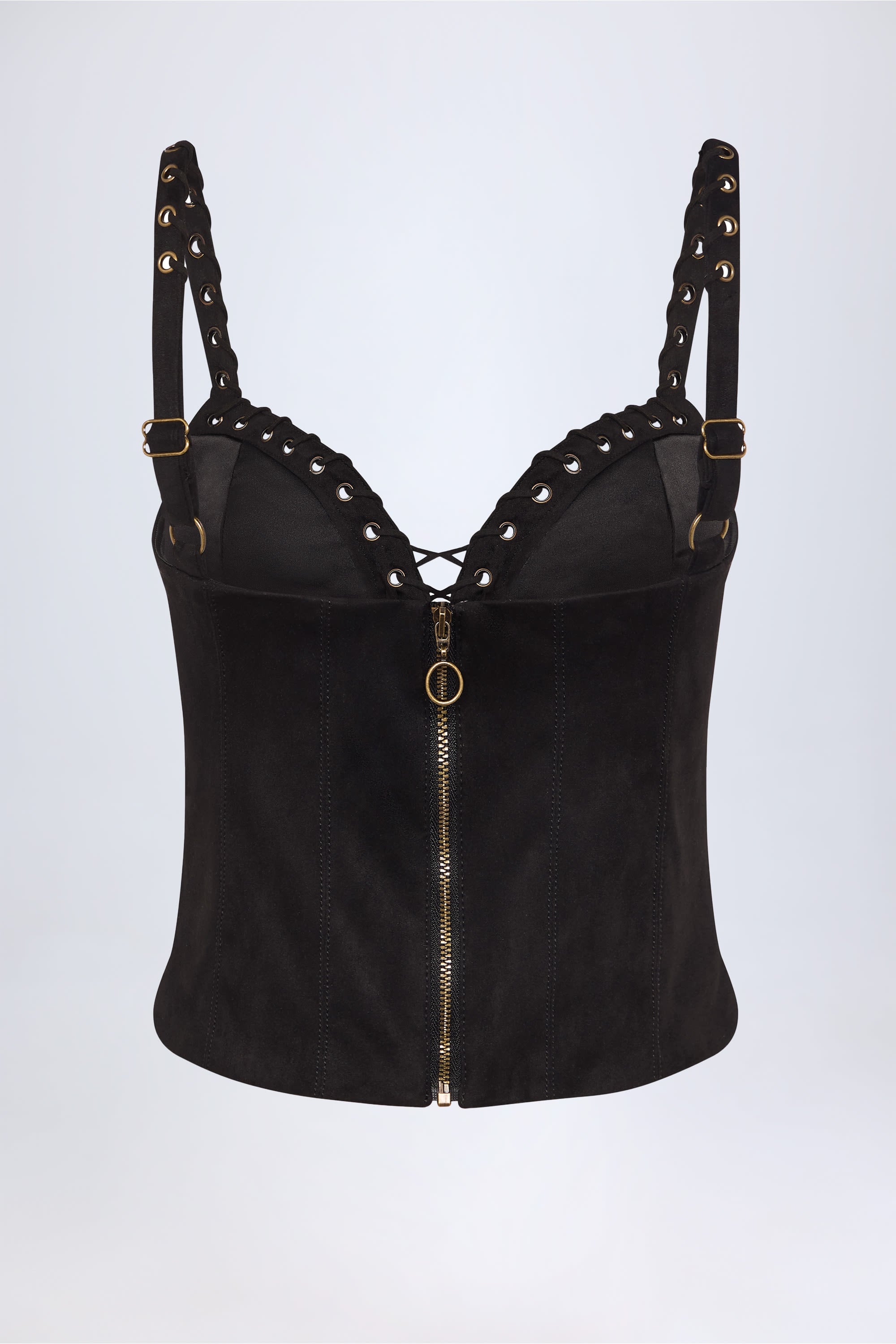 Lace-Up Top in Black