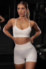 Empower Seamless V Neck Sports Bra in Cream