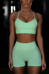 Empower Seamless V Neck Sports Bra in Green
