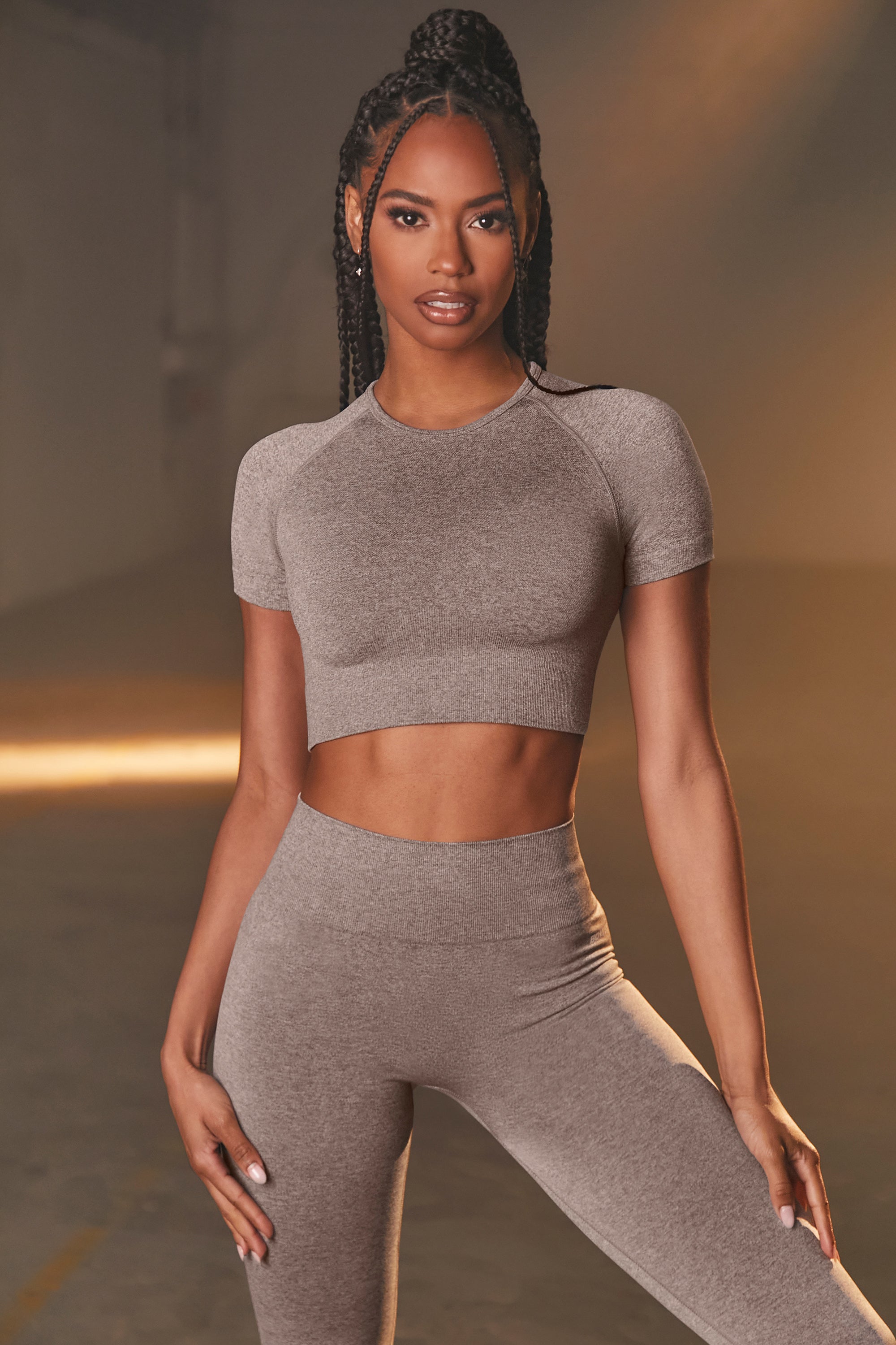Determined Seamless Crop Top in Dark Grey