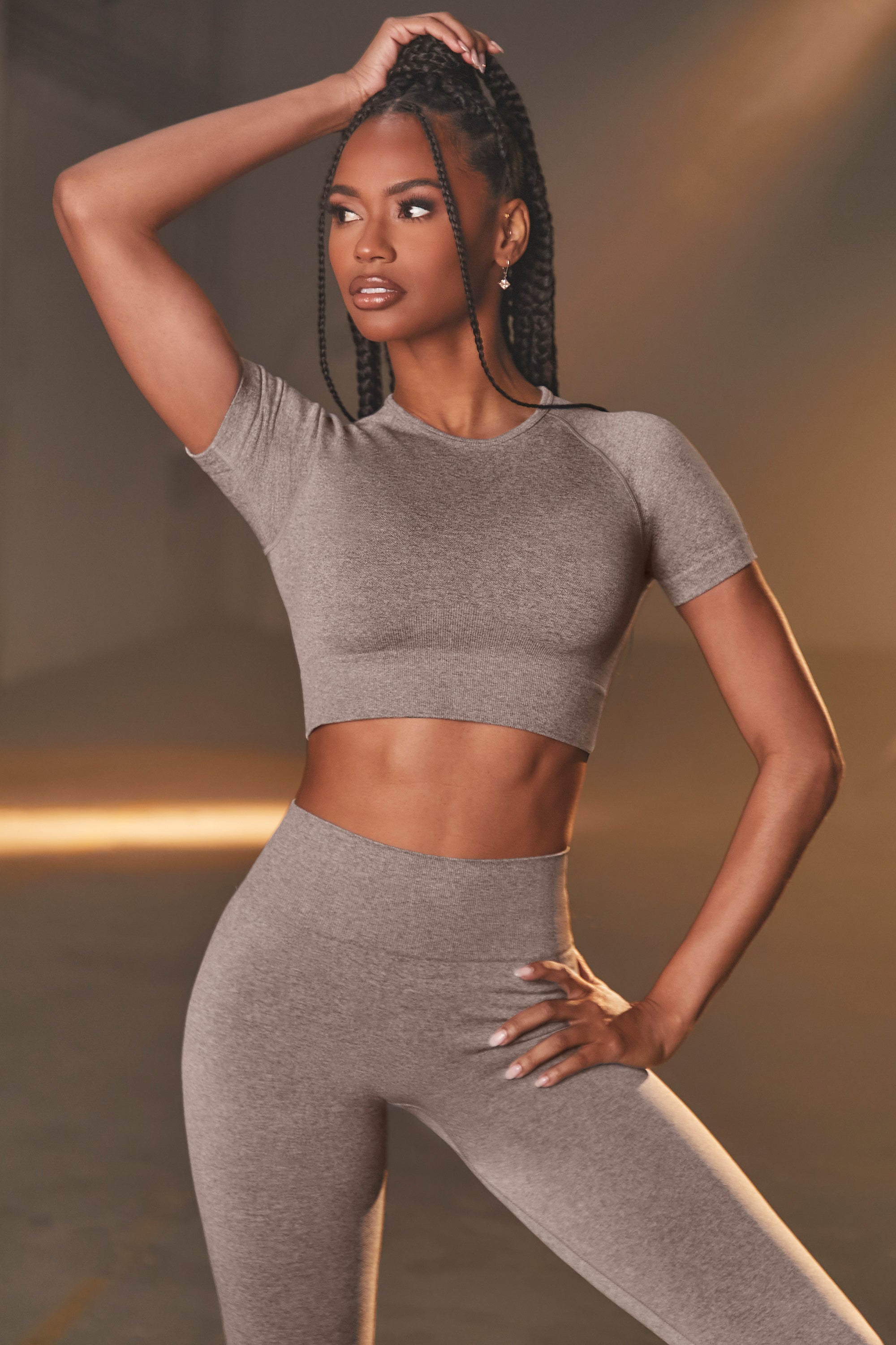 Determined Seamless Crop Top in Dark Grey
