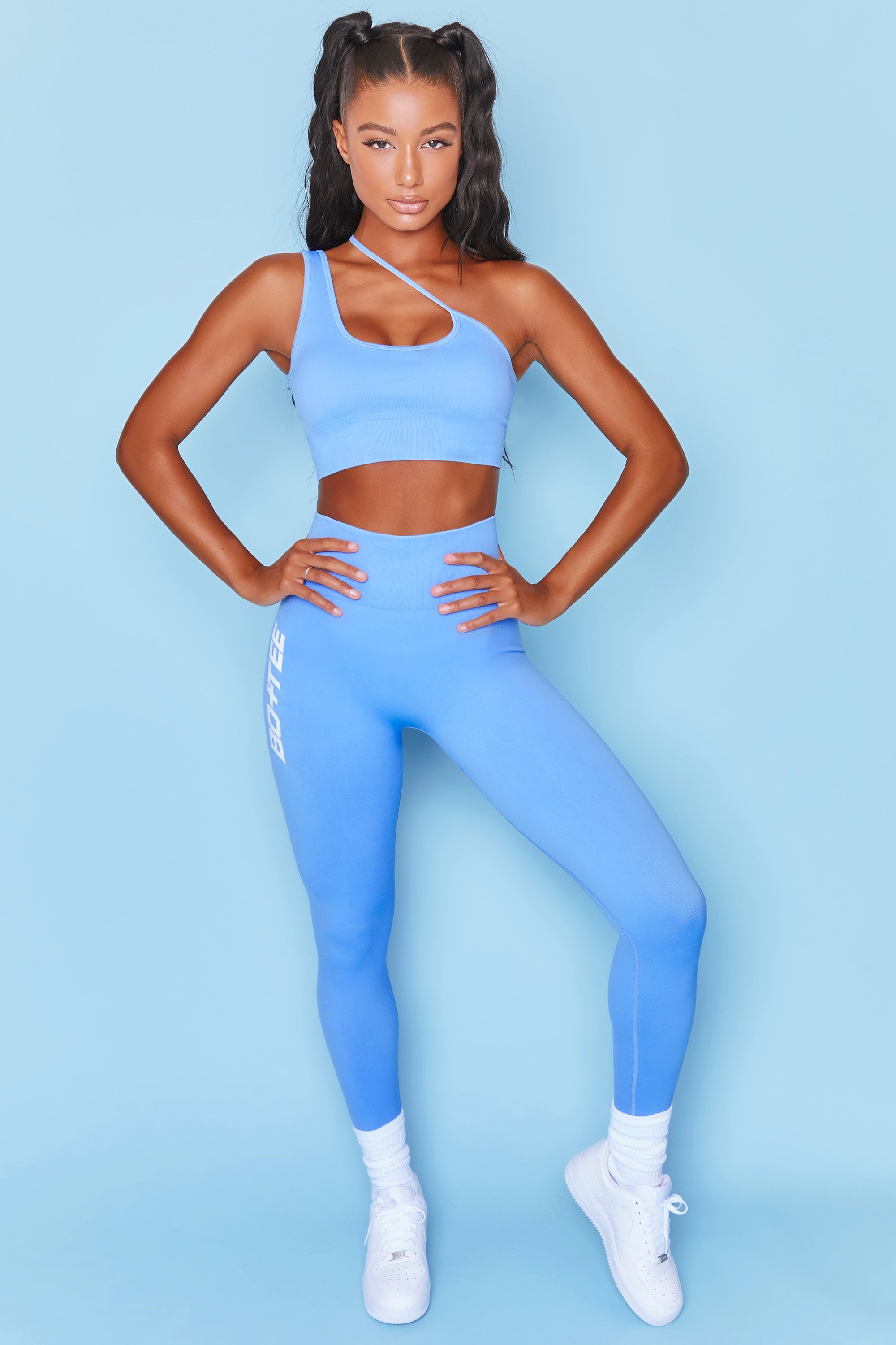 Evolve Seamless Asymmetric Crop Top in Dark Blue