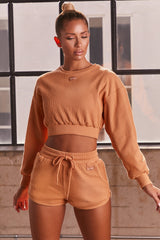 Loosen Up Ribbed Mini Shorts in Caramel