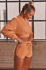 Loosen Up Ribbed Mini Shorts in Caramel