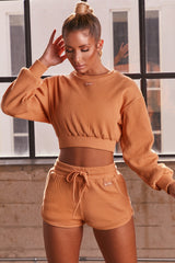 Loosen Up Ribbed Mini Shorts in Caramel