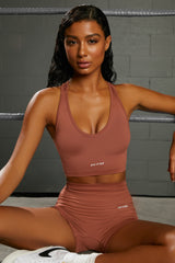 Overhaul Racer Knot Back Seamless Crop Top in Rust