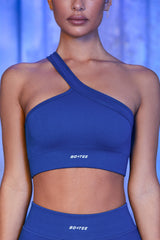 One Shoulder Sports Bra in Blue