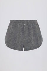 Button-Detail Mid-Rise Shorts in Dark Grey