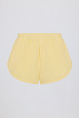 Button-Detail Mid-Rise Shorts in Lemon
