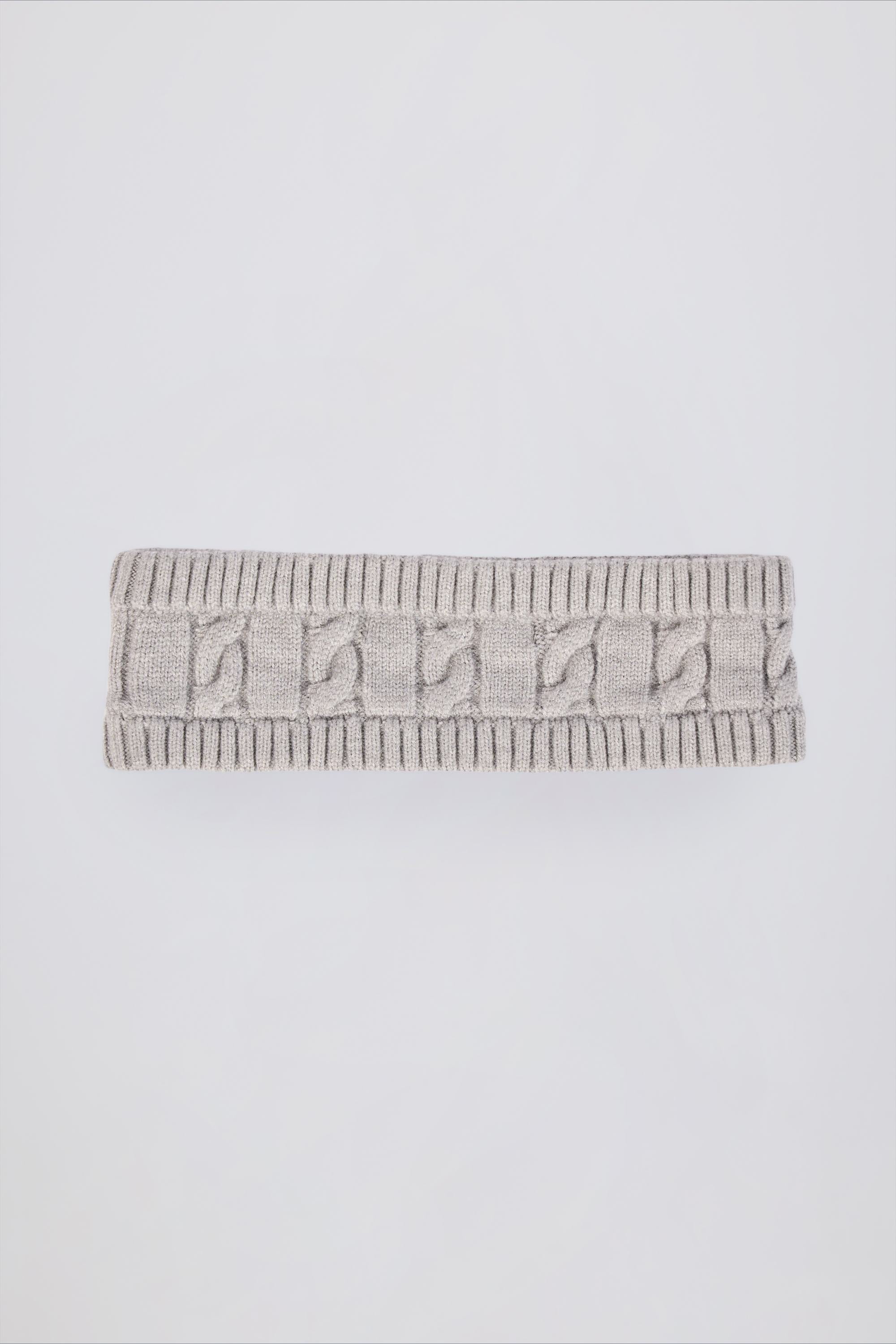 Cable-Knit Headband in Grey Marl