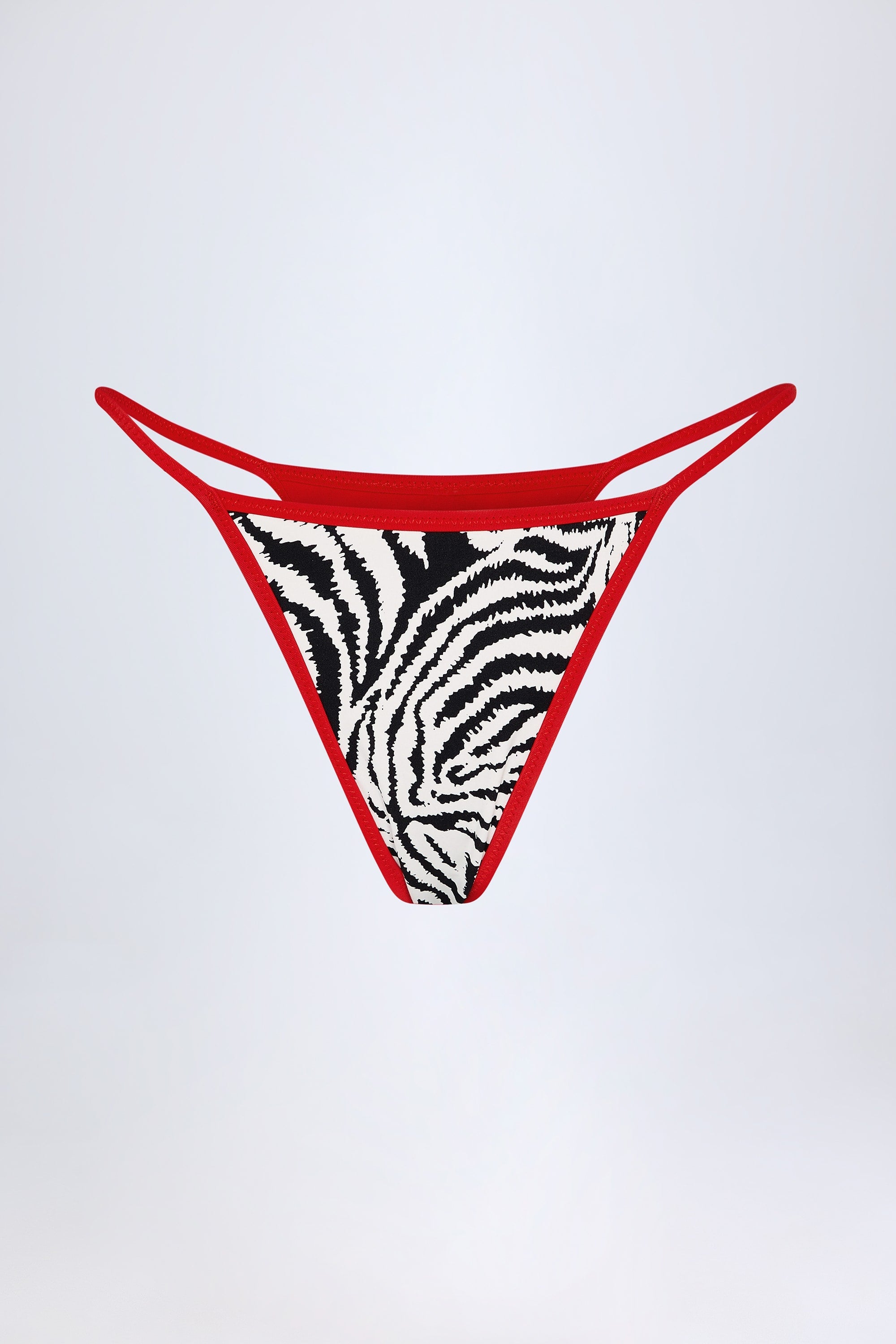Reversible Thong Bikini Bottoms in Zebra Print