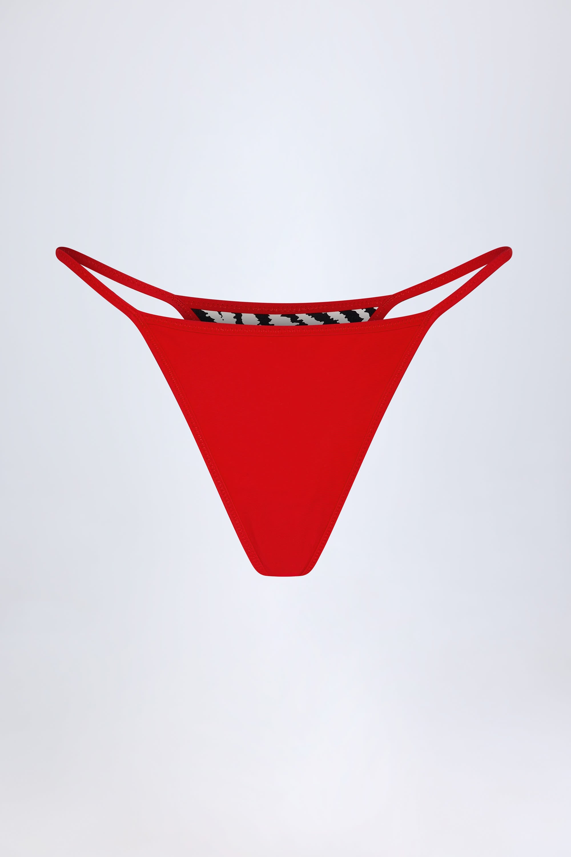 Reversible Thong Bikini Bottoms in Zebra Print