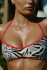 Reversible Halterneck Bikini Top in Zebra Print