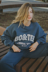 Oversized Crew-Neck Sweatshirt in Dark Navy