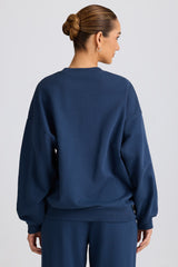 Oversized Crew-Neck Sweatshirt in Dark Navy