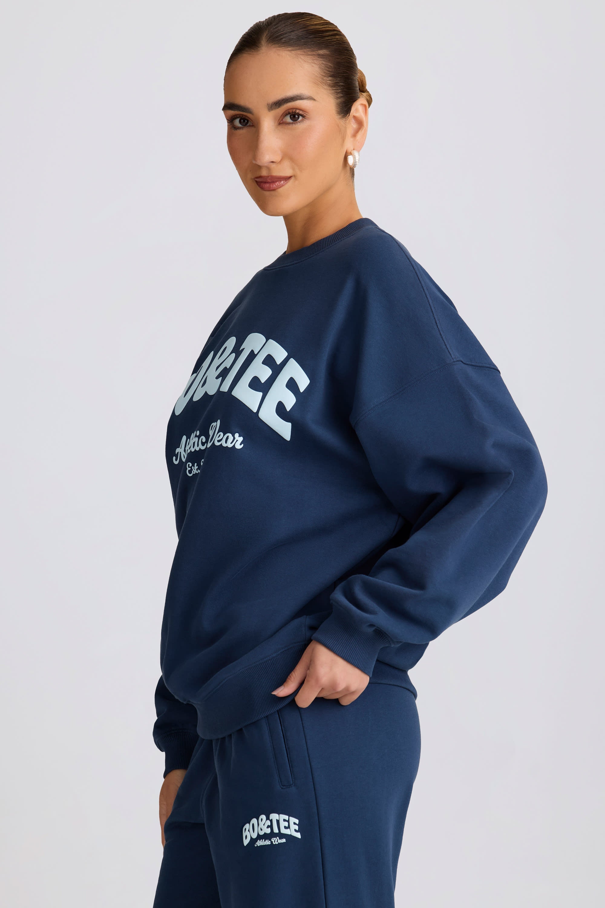 Oversized Crew-Neck Sweatshirt in Dark Navy