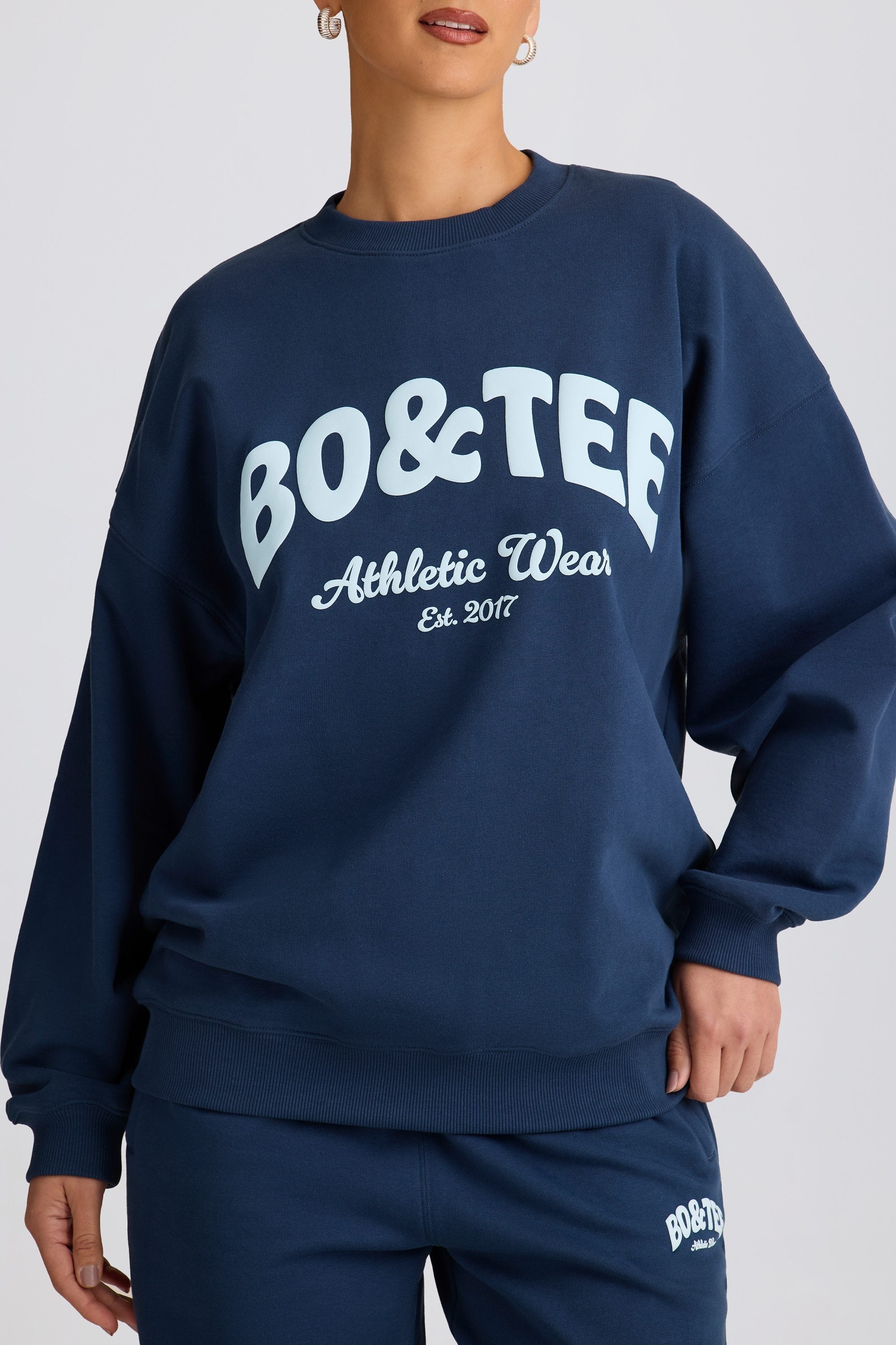 Oversized Crew-Neck Sweatshirt in Dark Navy
