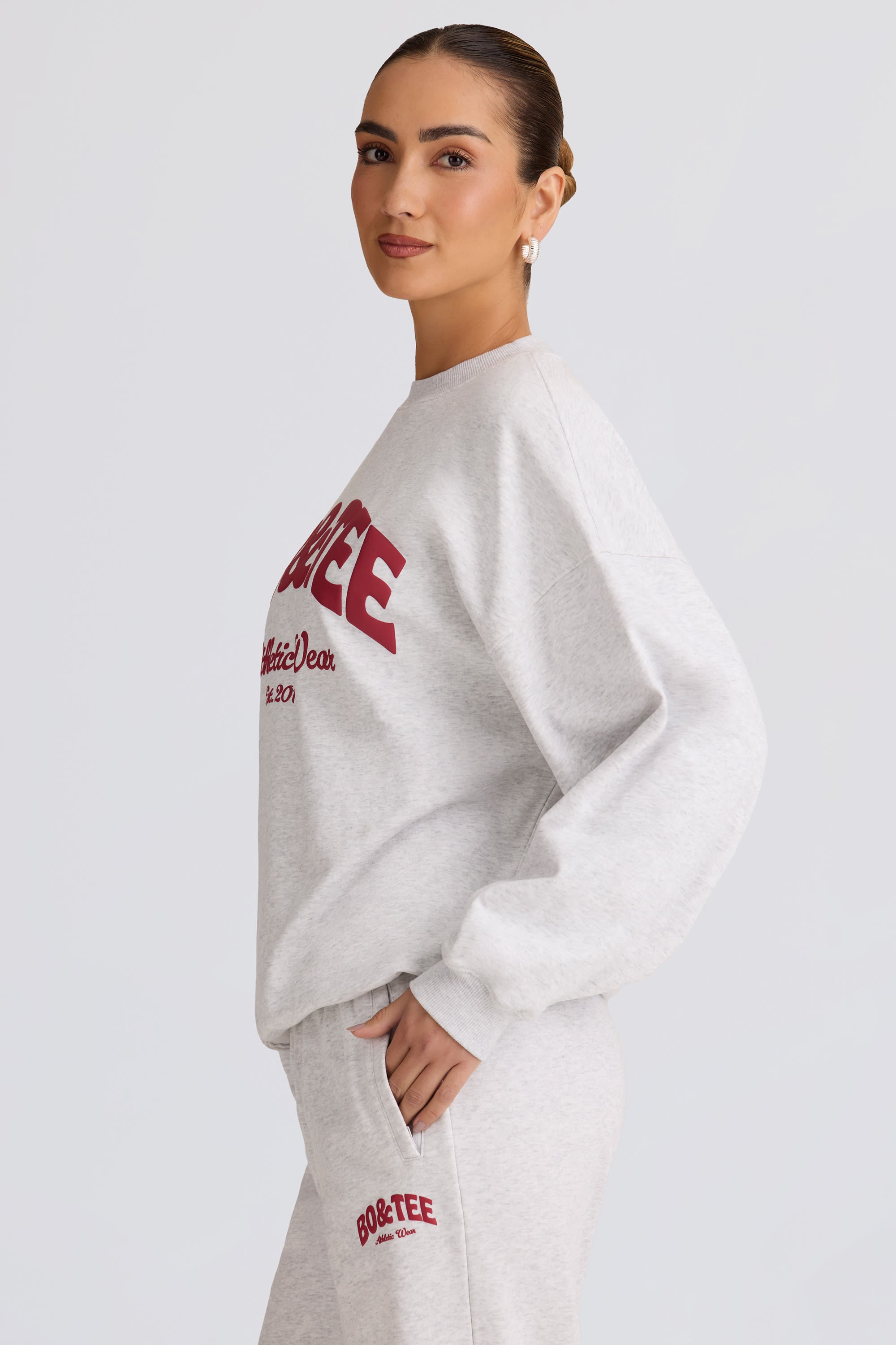 Oversized Crew-Neck Sweatshirt in Grey Marl