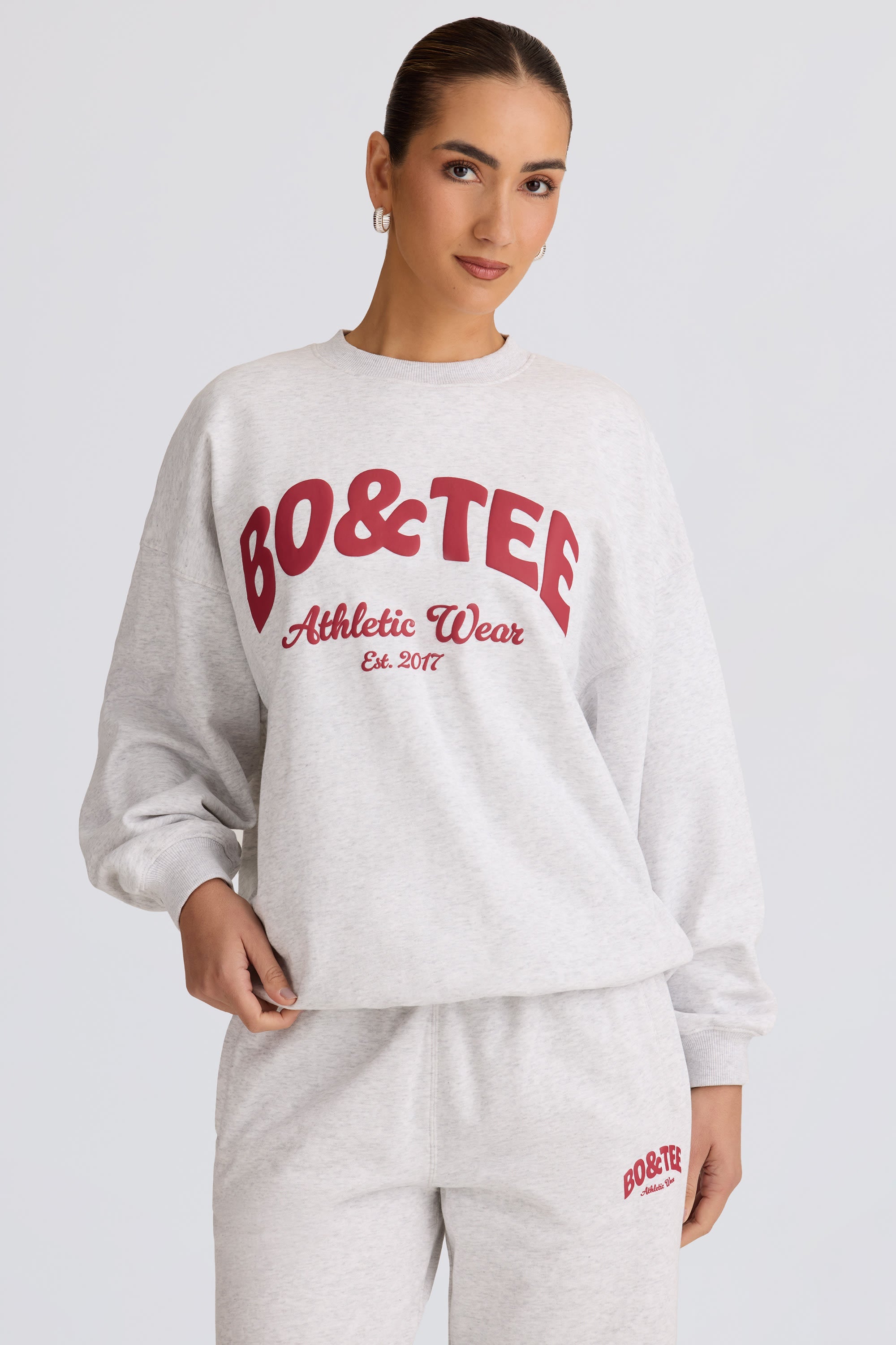 Oversized Crew-Neck Sweatshirt in Grey Marl