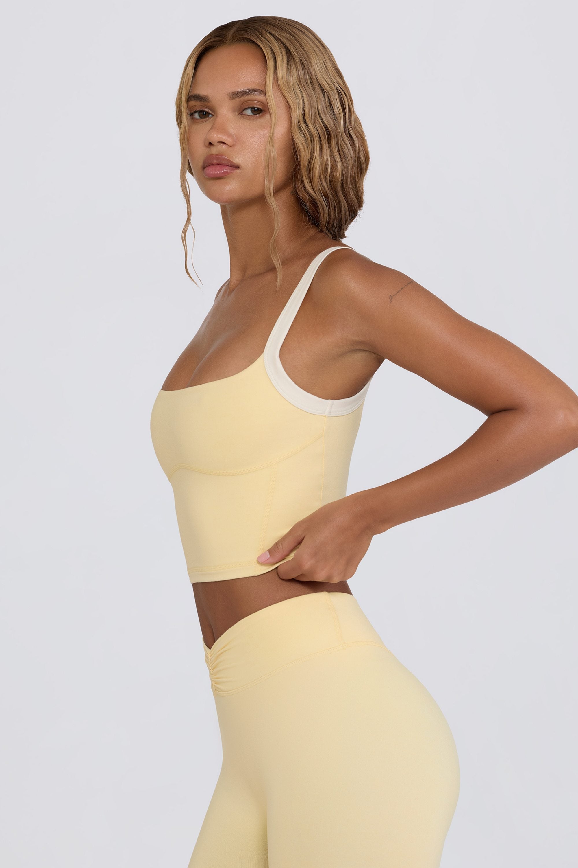 Cropped Tank Top in Lemon Marl