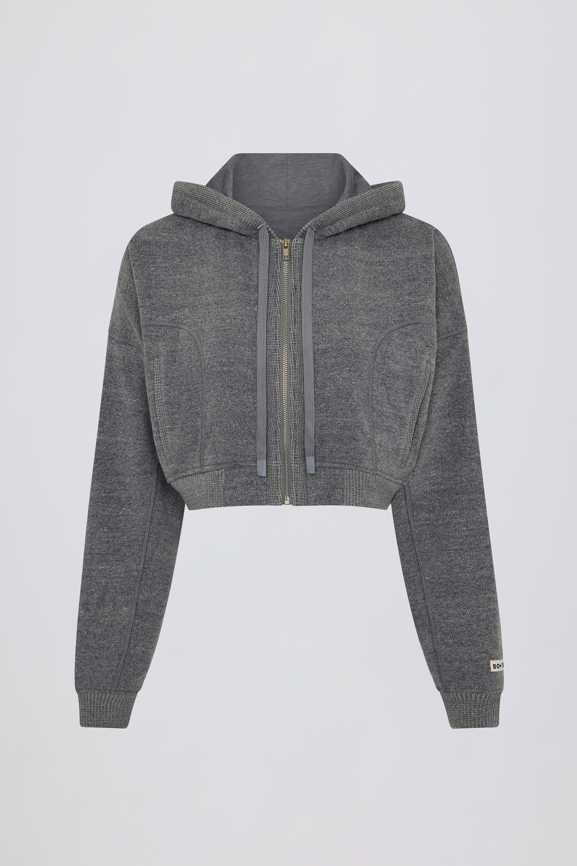 Cropped Zip-Up Hoodie in Dark Grey