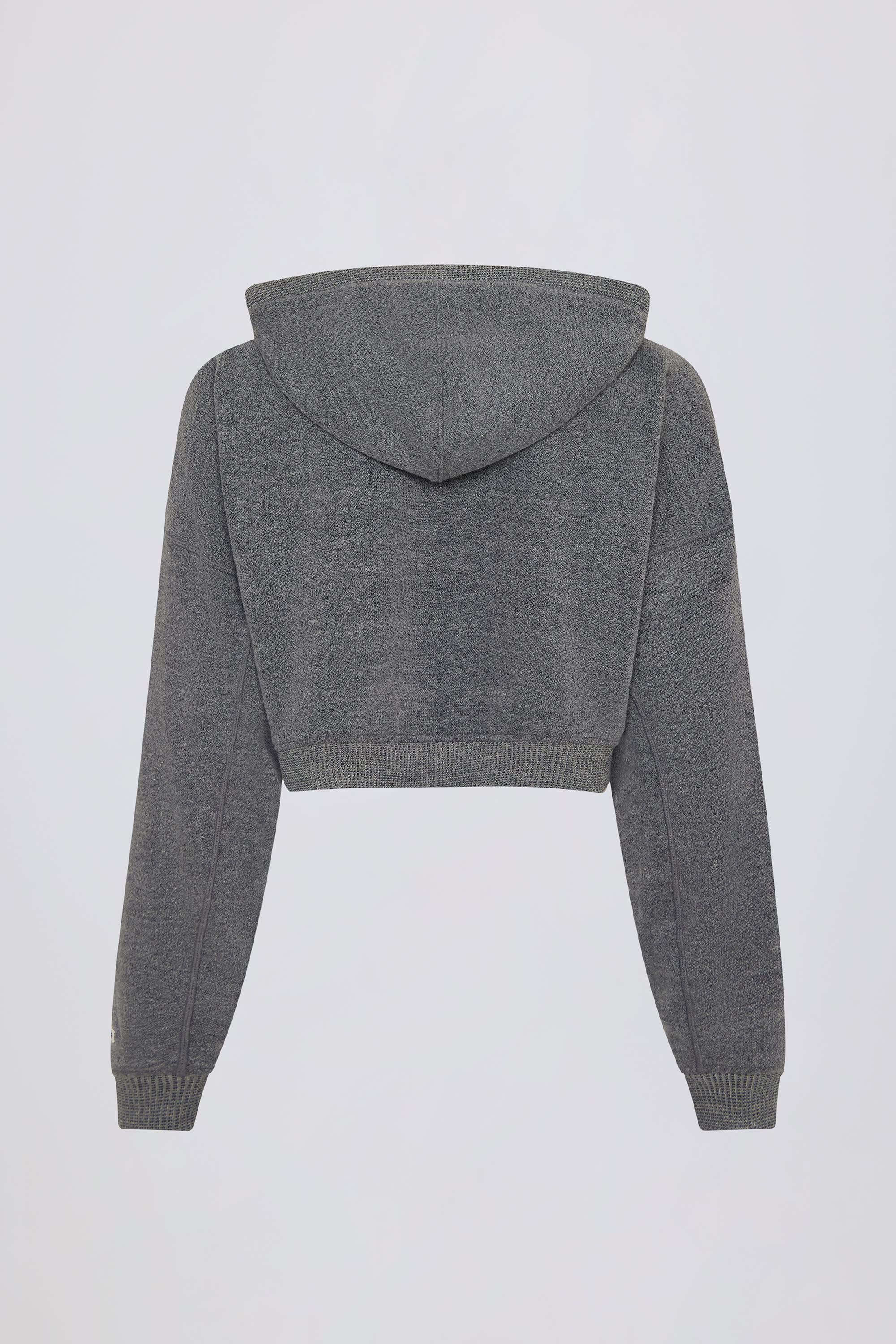Cropped Zip-Up Hoodie in Dark Grey