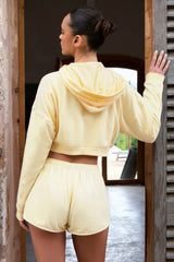 Cropped Zip-Up Hoodie in Lemon