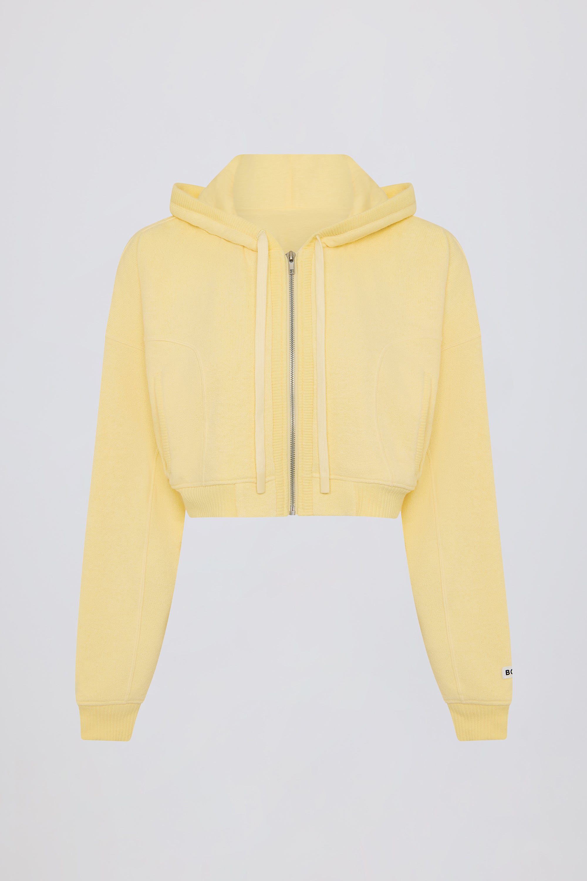 Cropped Zip-Up Hoodie in Lemon