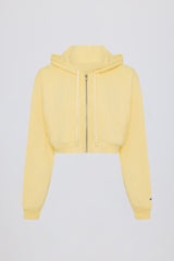 Cropped Zip-Up Hoodie in Lemon