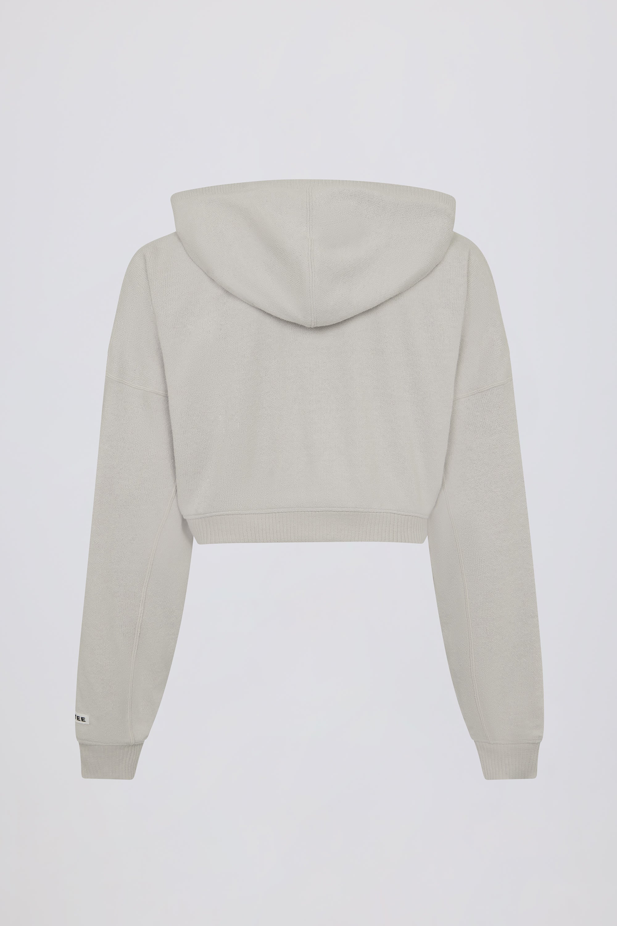 Cropped Zip-Up Hoodie in Light Grey