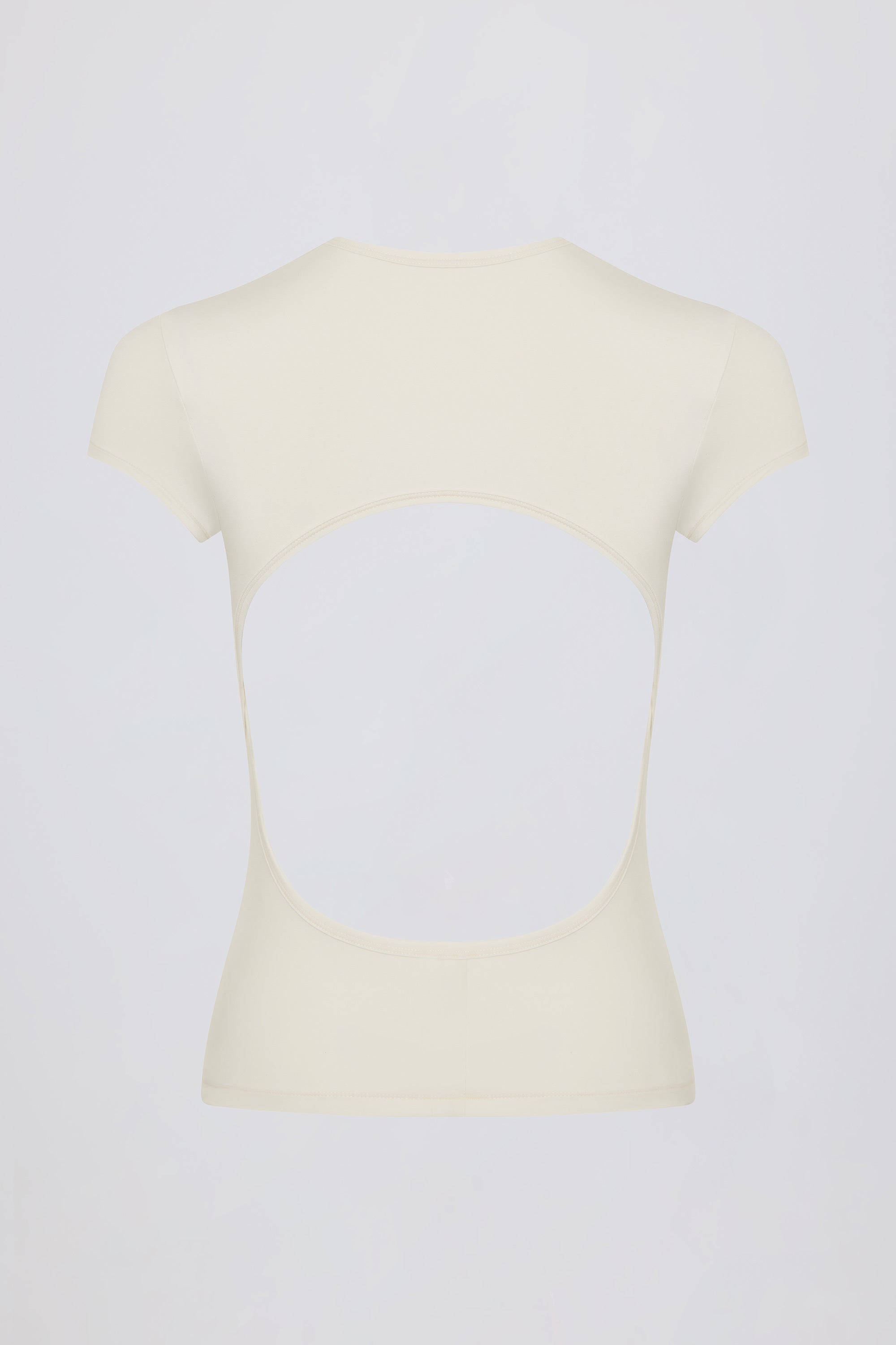 Cut-Out Longline T-Shirt in Cream
