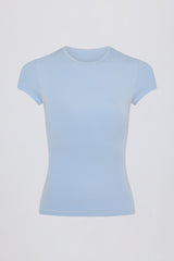 Cut-Out Longline T-Shirt in Sky
