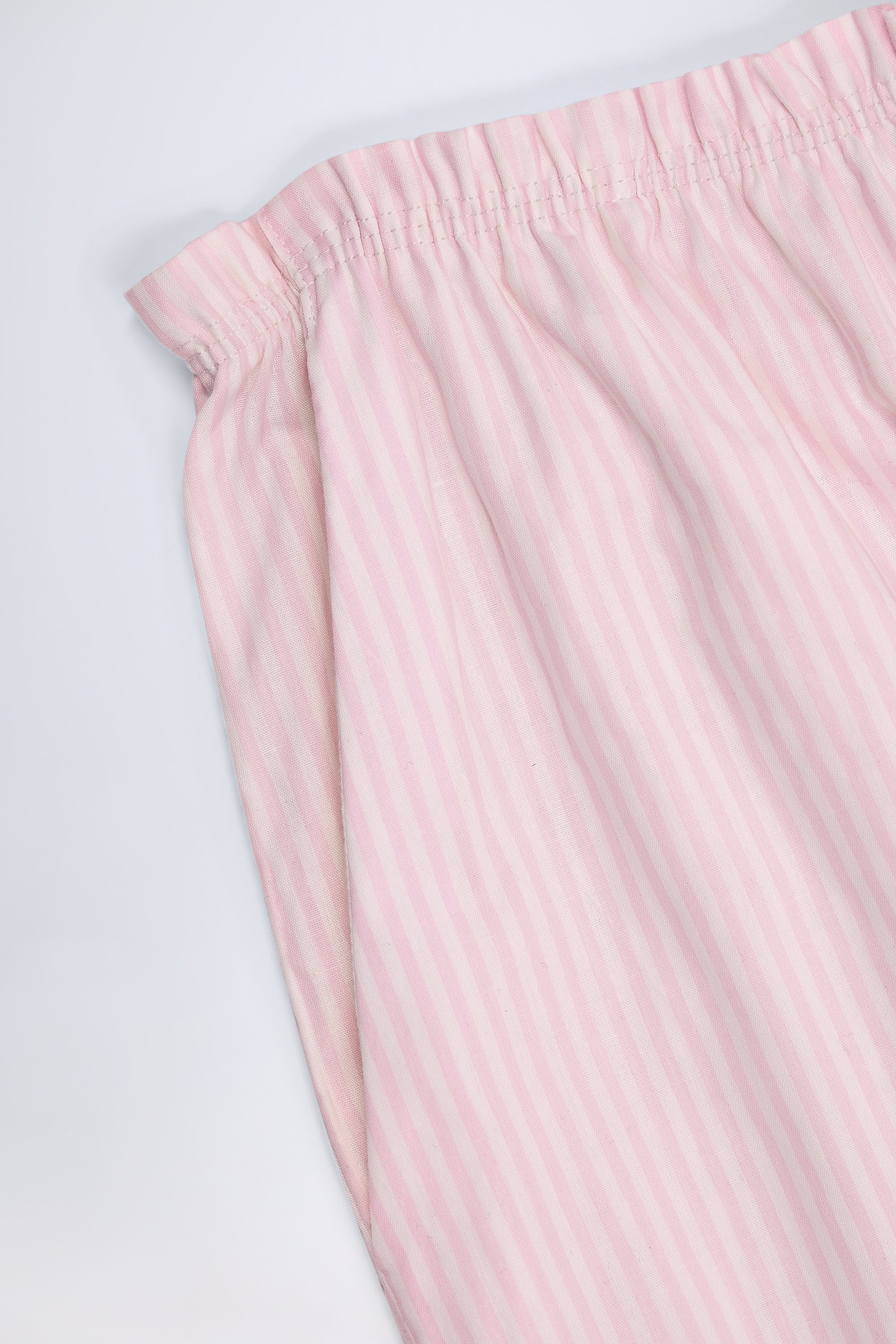 Wide-Leg Cotton-Poplin Trousers in Pink & White Stripe