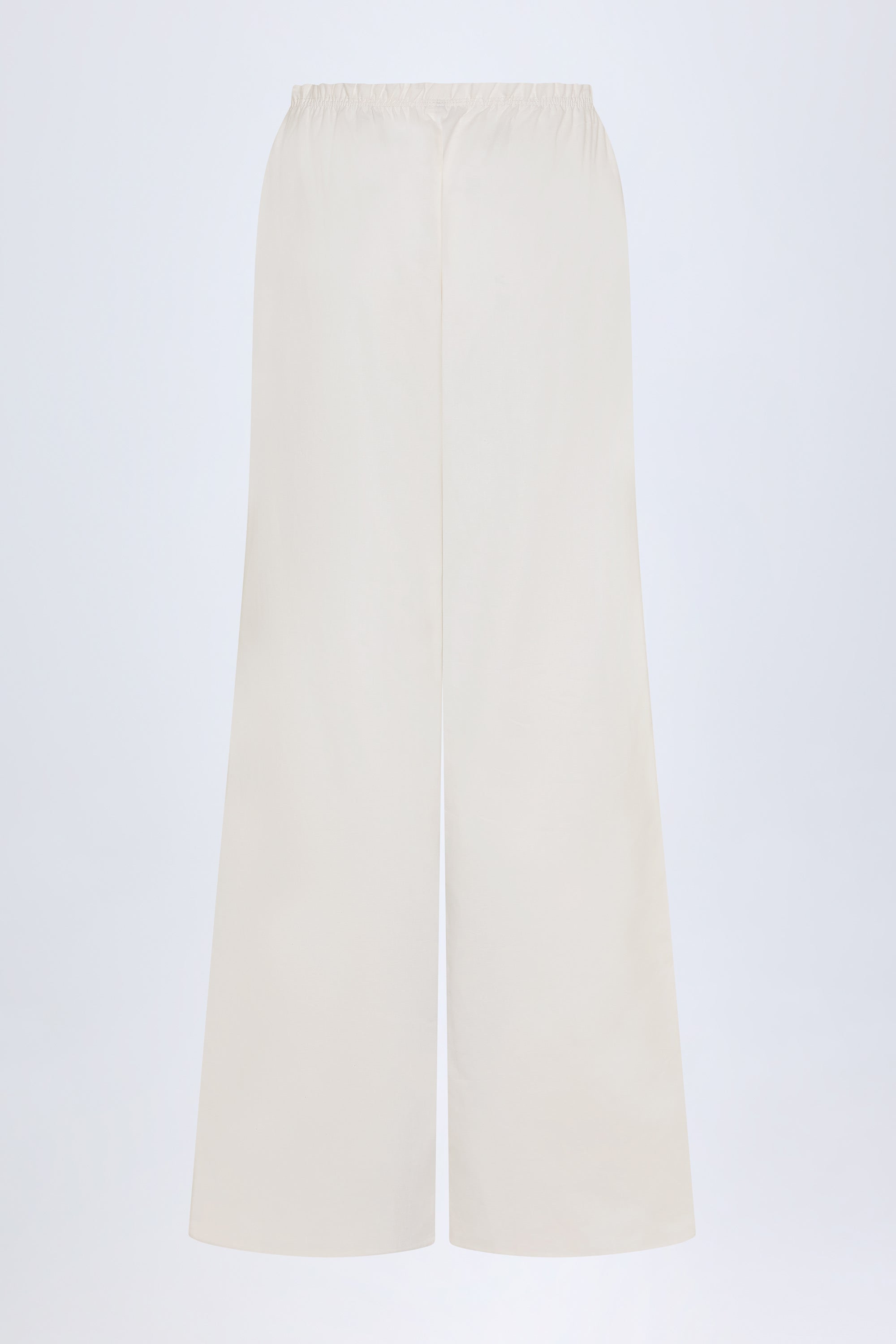 Wide-Leg Cotton-Poplin Trousers in White