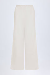 Wide-Leg Cotton-Poplin Trousers in White