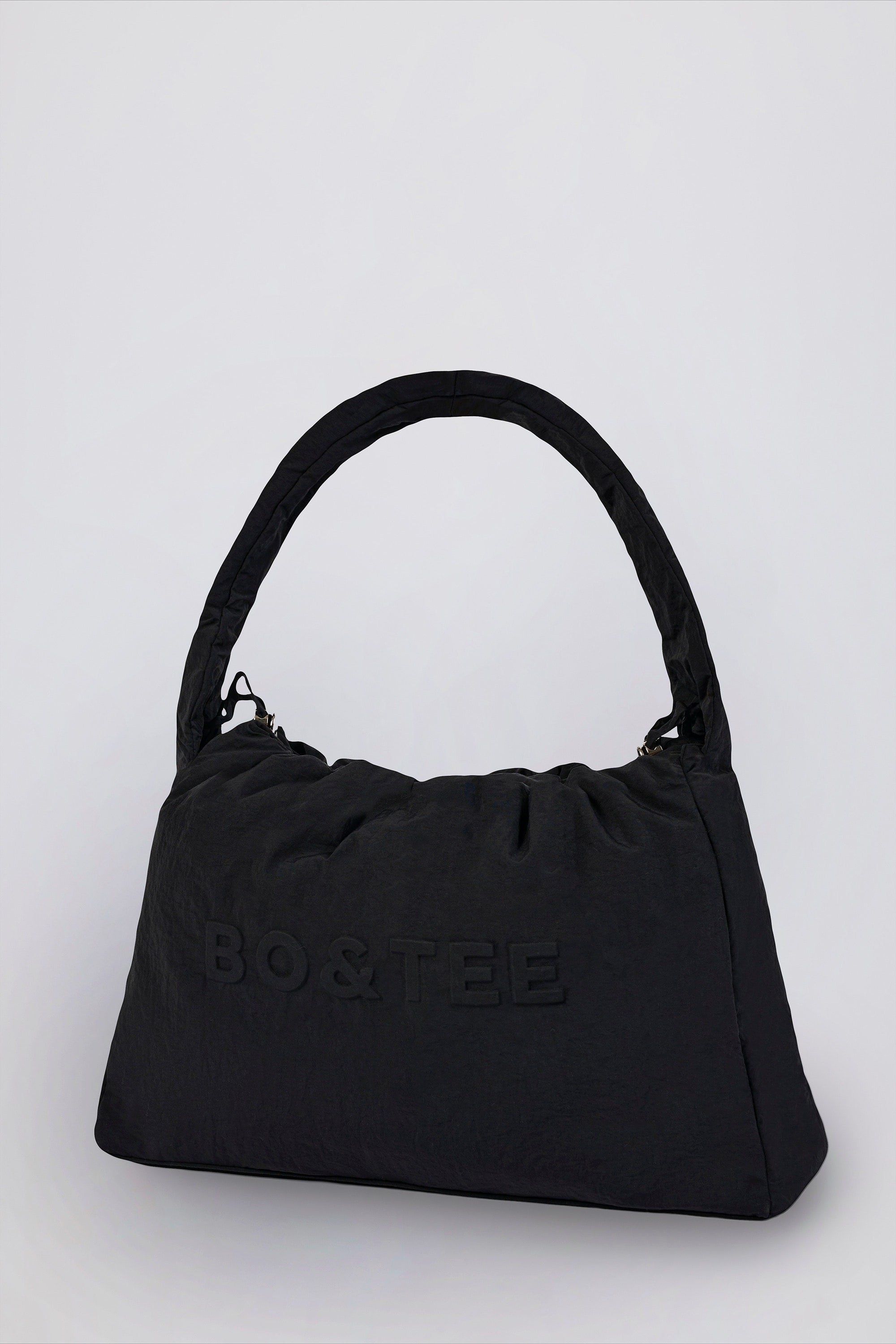 Drawstring Puffer Tote Bag in Black