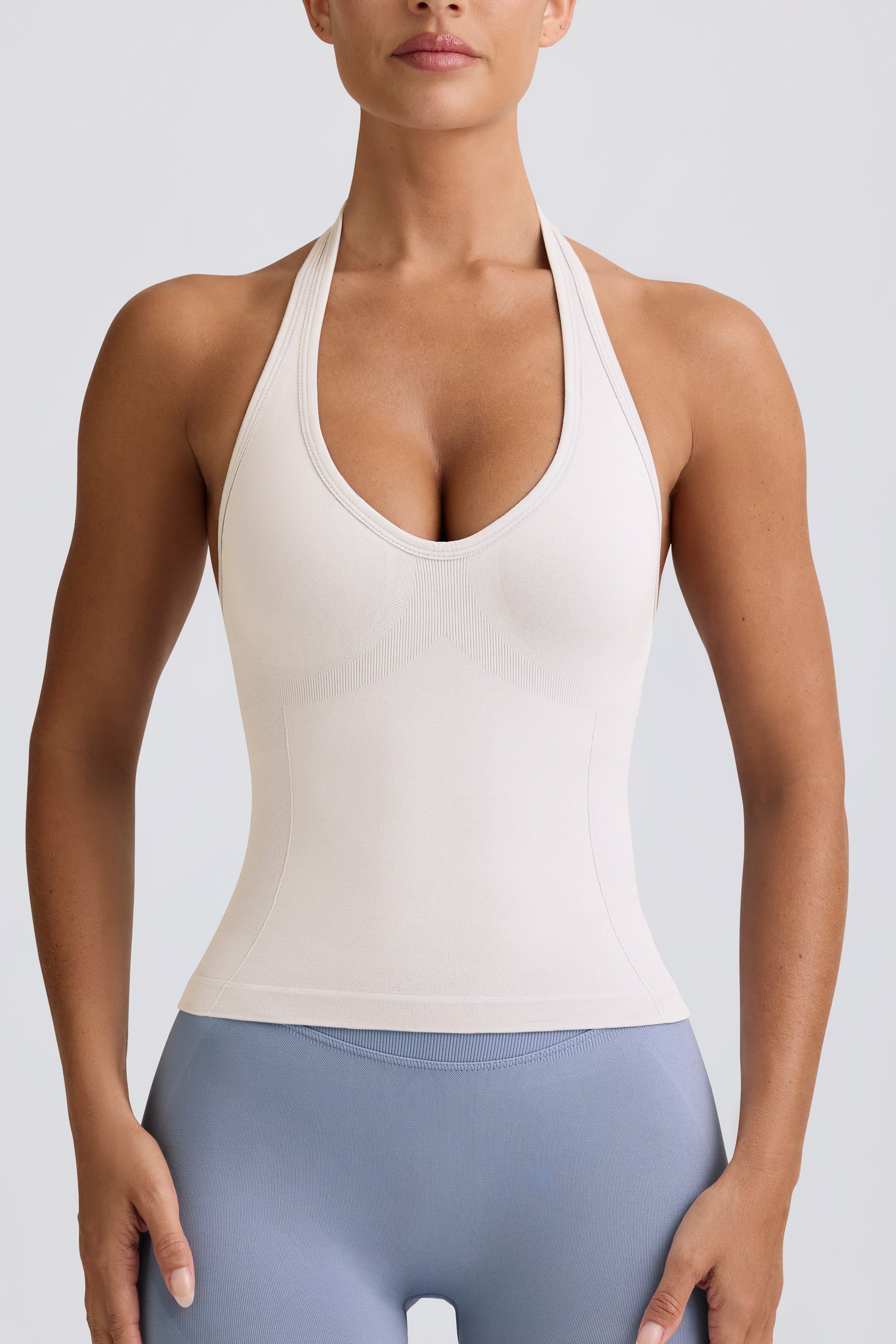 Define Luxe Halterneck Tank Top in White